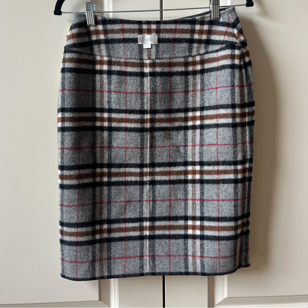 NWT Plaid (designer look) reversible wool skirt waist 26”